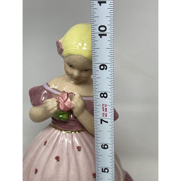 Vintage 1973 Southern Belle Blond Girl Flowers Pink Dress Holland Mold Figurine - Picture 8 of 10